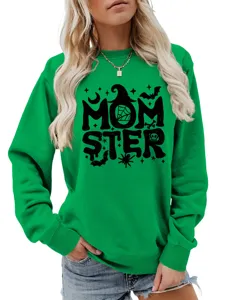 Damen gruener rundhals sweatshirt halloween mom ster grafik langarm pullover oberteil casual