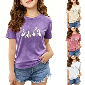 T-shirt graphique de canard mignon pour enfants haut à manches courtes col rond quotidien.