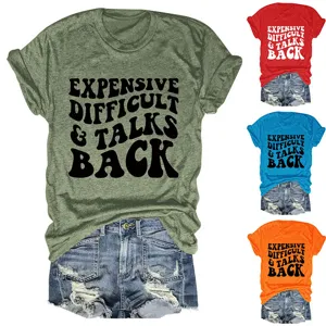 Dames casual korte mouw ronde hals t-shirt met trendy slogan print en hippe shorts.