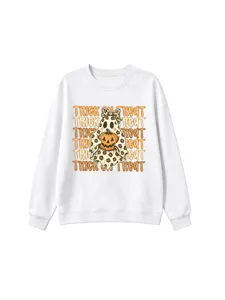 Kinder Halloween Geist Kürbis Sweatshirt Süßer Leo-Print Langarm Pullover Oberteil