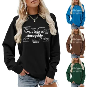 Casual long sleeve sweatshirt for women featuring educational phonics text print design.