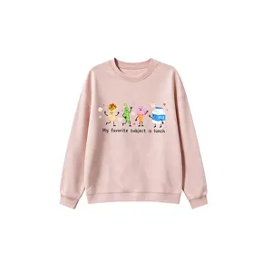 Süßes Cartoon-Essen Grafik rosa Sweatshirt für Kinder, bequemer Langarm-Pullover.