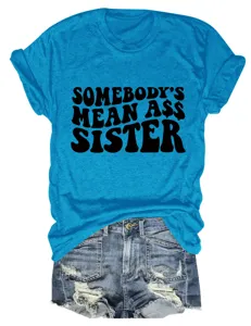Blaues Kurzarm-T-Shirt mit Buchstaben-Druck für Damen, lässiges Sommer-Oberteil neu.