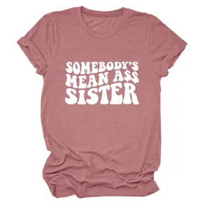 Lustiger Buchdruck Freizeit Damen Kurzarm T-Shirt, bequemer Stoff, stylische Alltagskleidung.