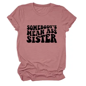 Lässiges Damen Kurzarm T-Shirt mit witzigem Buchstaben-Print für den Alltag.