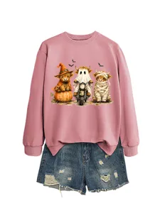 Felpa con stampa simpatica mucca delle Highland di Halloween e dettagli di pantaloncini.