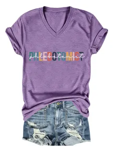 Dames Phlebotomist V-hals korte mouw T-shirt casual top met grafische opdruk