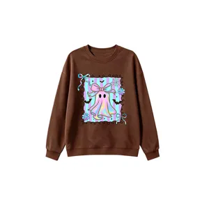 Children holographic ghost bow long sleeve sweatshirt cute autumn winter casual crewneck top