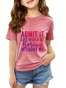 Kinderen casual korte mouw t-shirt met grafische print, comfortabele ronde hals voor dagelijks.