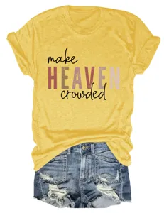 Fashionable women casual round neck short sleeve slogan print t-shirt in bright yellow top.