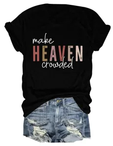 Casual black short-sleeve women t-shirt with graphic print, stylish and versatile design.