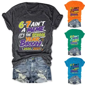 Dames casual korte mouw ronde hals t-shirt grappige schooljaar meme grafische top