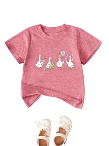 Joli t-shirt manches courtes pour enfant avec motif de canard drôle et citation inspirante.