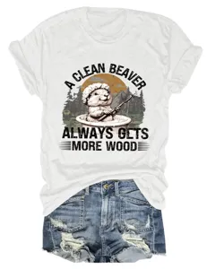 Damen Niedlich Biber Grafik T-Shirt Lässige Kurzarm Rundhals Lustige Tops Neuheit