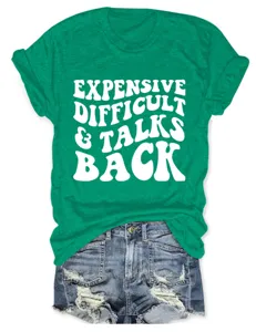 Casual minimalistisch dames t-shirt met ronde hals en korte mouwen en hippe letterprint.