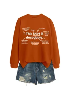 Casual long sleeve crewneck sweatshirt featuring educational linguistics print design.