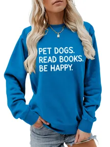 Lässiger Damen Langarm Sweatshirt mit lustigem Spruch Druck, bequem für den Herbst.