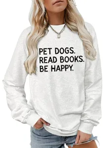 Lässiger Damen Langarm Pullover mit süßem Buchstabenprint, ideal für die tägliche Freizeitmode.