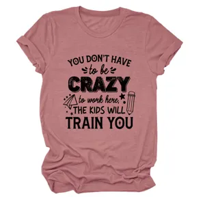 Damen Kurzarm Rundhals T-Shirt mit lustigem Buchstabendruck, lässiges Sommertop, weich.