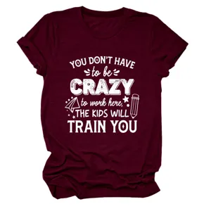 Damen lässiges Kurzarm T-Shirt mit lustigem Spruch Druck, bequemer Rundhals-Top für den Alltag.