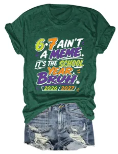Dames Donkergroen Korte Mouw T-Shirt Grafisch Tee Schooljaar Casual Top Kleding Online