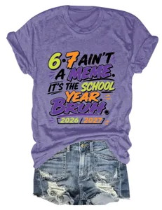 Vrouwen paars korte mouw t-shirt casual grappige brief print zomer top voor school