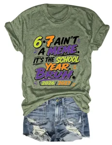 Olijfgroene dames t-shirt met korte mouwen en ronde hals met grappige letteropdruk casual top