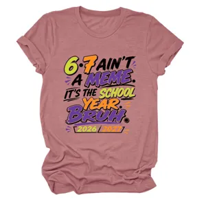 Dames t-shirt met ronde hals en korte mouw met grappige slogan print, casual dagelijkse kleding.