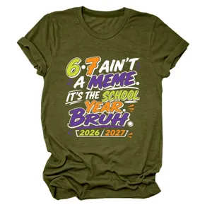 Dames casual korte mouw t-shirt met grappige schooljaar meme grafische print top.