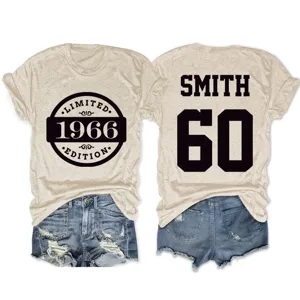 Γυναικείο casual κοντομάνικο μπλουζάκι 1966 limited edition τοπ γενεθλίων με σορτς.