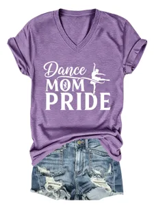 Casual Γυναικείο T-Shirt V-Neck Κονtoμάνικο Dance Mom Pride Γραφικό Καλοκαιρινό Top