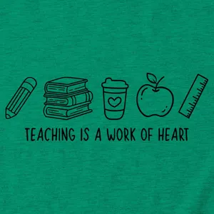 T-shirt à manches courtes décontracté pour femme imprimé thème enseignant vert haut