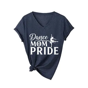 Γυναικείο T-Shirt V-Neck Κοντομάνικο Dance Mom Pride Στάμπες Casual Καλοκαιρινή Μπλούζα.