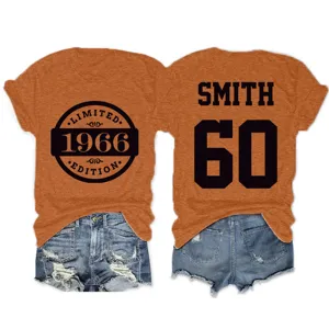 Γυναικείο casual t-shirt κοντό μανίκι με 1966 limited edition εκτύπωση και όνομα.