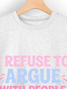 Felpa donna grigia girocollo a maniche lunghe con stampa di slogan casual pullover elegante