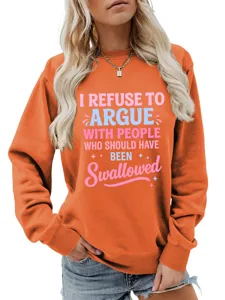 Felpa casual da donna con slogan divertente, comodo pullover a maniche lunghe per autunno.