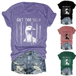 Casual fashion women's got too silly duck graphic crewneck short sleeve t-shirt top