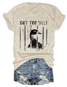 Women casual short sleeve crewneck t-shirt with funny duck graphic print chic streetwear tee