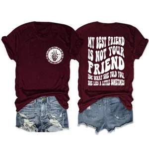 Detailed view of the graphic short sleeve tee, showing bold back slogan and chest print details.