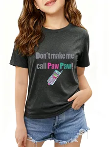 Kids graphic t-shirt short sleeve casual round neck grey top for daily wear and outdoor play