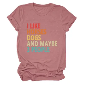 Dames casual korte mouw t-shirt met retro slogan print comfortabele katoenen top