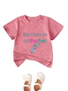 Cute toddler pink short sleeve t-shirt with funny graphic, comfortable cotton blend daily wear.