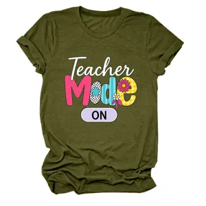 Casual teacher mode on graphic short sleeve crewneck t-shirt for women daily wear tee top