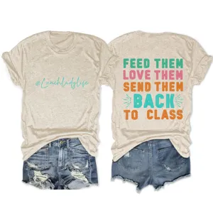 Casual dames korte mouw crewneck t-shirt met grappige letterprint en stijlvolle denim shorts.