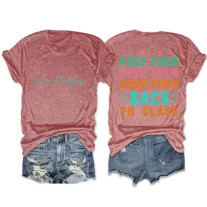 Vrouwen casual korte mouw grafisch t-shirt trendy letterprint ronde hals zomertop kleding