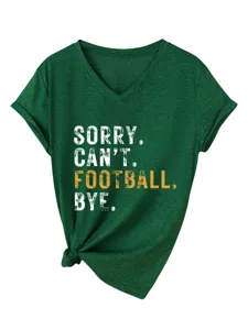 Women's green V-neck short sleeve graphic tee with stylish front knot casual summer t-shirt