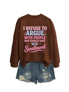 Comodo set casual da donna con felpa a maniche lunghe e pantaloncini di jeans stampati.