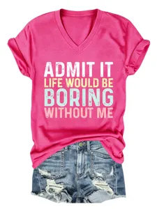 T-shirt femme rose col V manches courtes haut graphique ete assorti short en jean