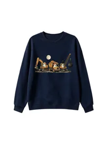 Bambini Halloween escavatore fantasma felpa dettaglio, morbido top autunno inverno.