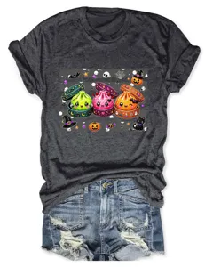 Damen halloween dumpling druck casual rundhalsausschnitt kurzarm t shirt mode top.